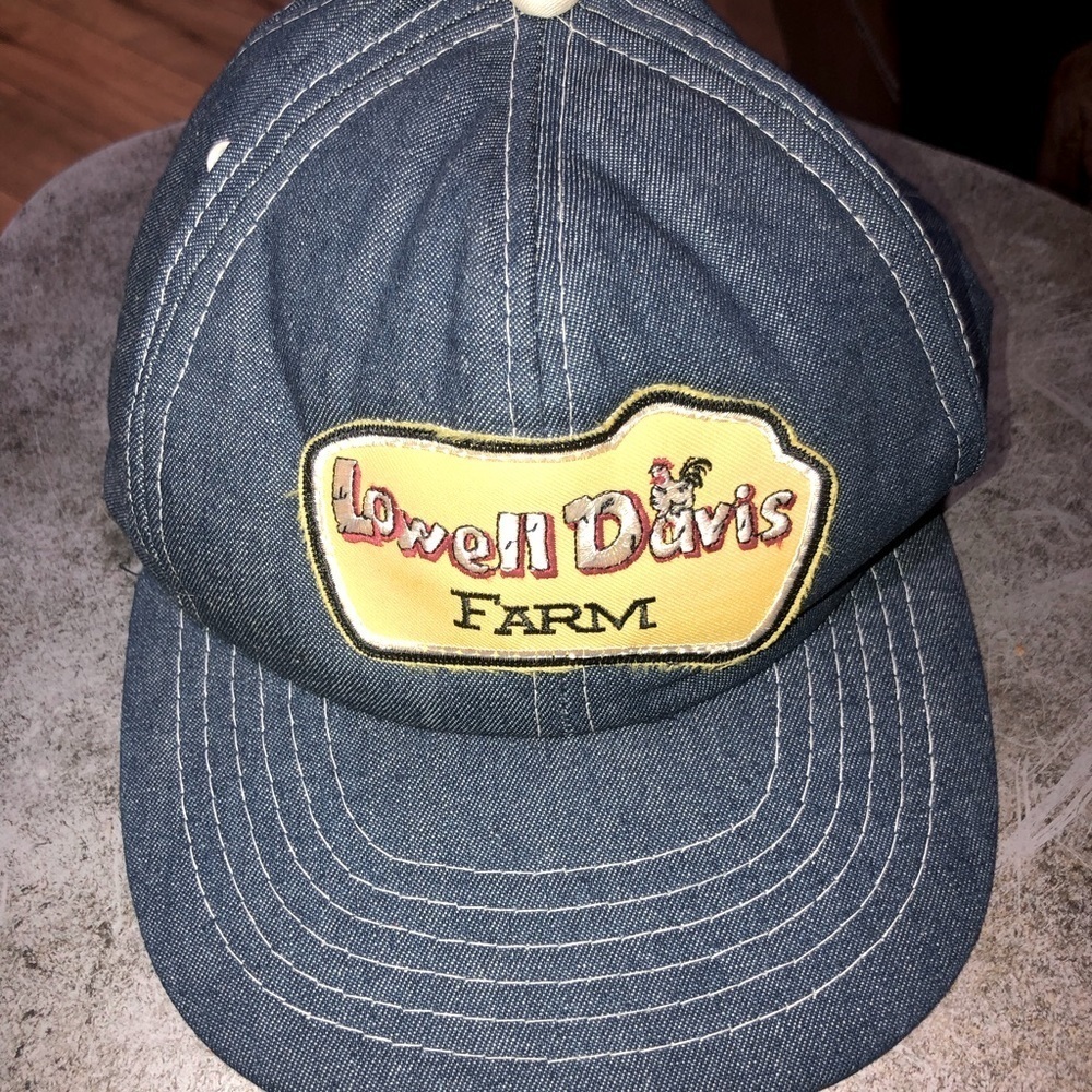 Cardinal Co. Lowell Davis farm hat denim look with yellow accent color